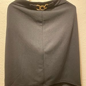 Black pencil skirt with gold waist chain